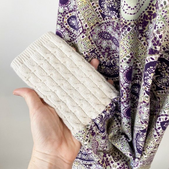 Sundance Catalog Veda Embroidered Front Top XL Cable Knit Cuff Tile Print - Picture 6 of 10